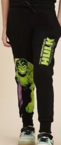 “Hulk graphic sweatpants for boys with bold Marvel illustration and Incredible Hulk text.