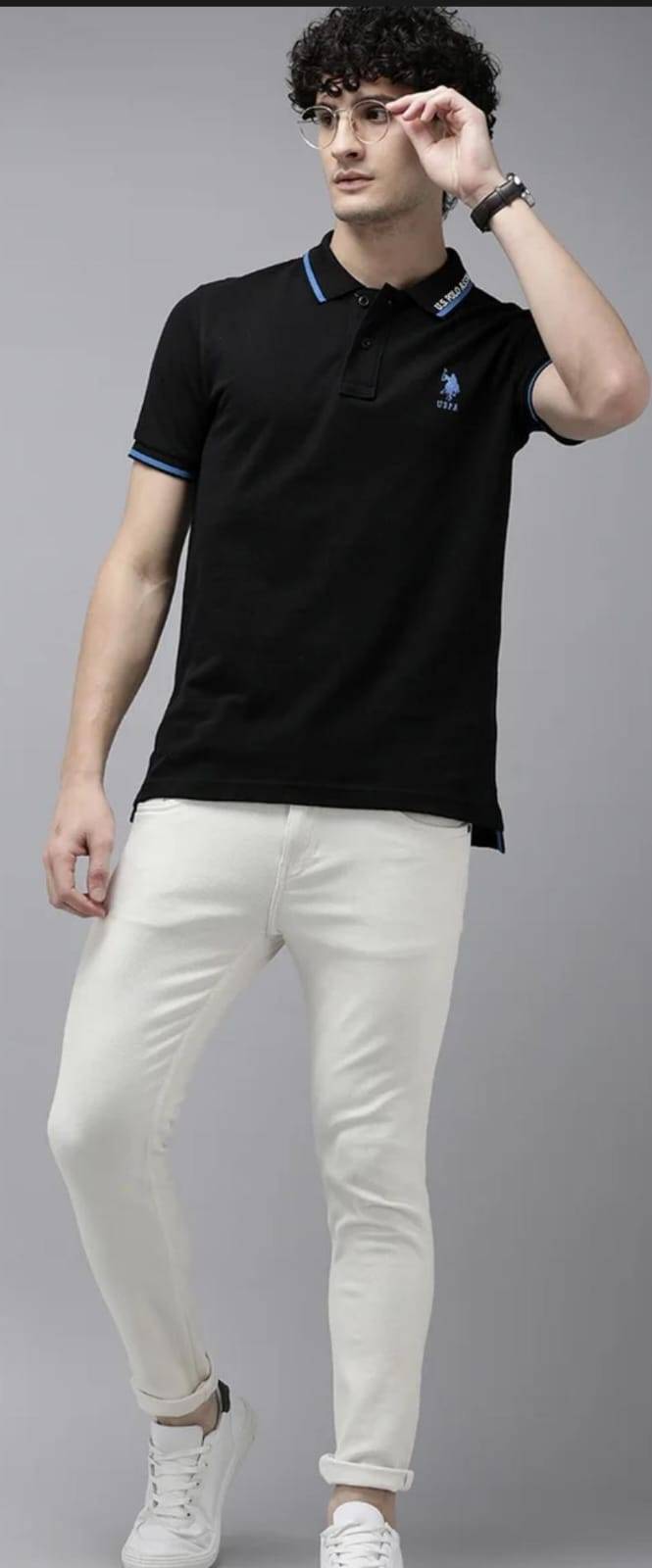 “Men’s cotton tees with polo-style collar and U.S. POLO ASSN. logo – casual fashion